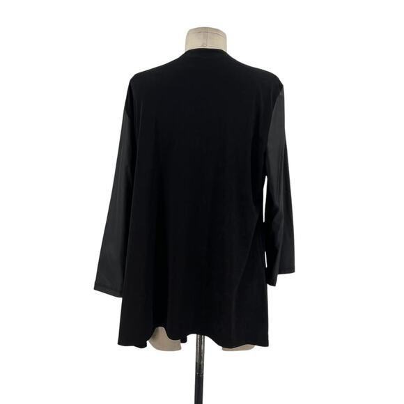 Clara Sunwoo Liquid Leather Sleeve Drape Cardigan Black Size Large *flawed - Picture 7 of 12